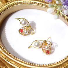 Серьги-бабочки с жемчужными бусинами