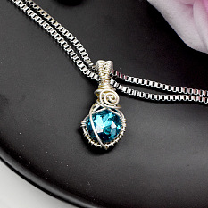 Wire Wrapping Pendant with Glass Rhinestone Cabochons