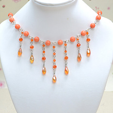 Collier plastron perles orange