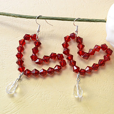 Red Glass Beads Heart Earrings