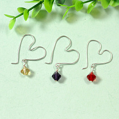 Wire Wrapped Heart Earrings with Glass Beads