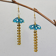 Chain Tassel Earrings with Glass Beads