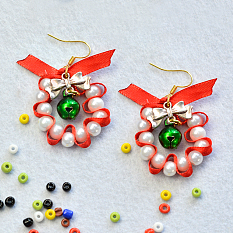 Christmas Pearl Ribbon Earrings