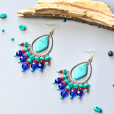 Chandelier Earrings with Turquoise Beads