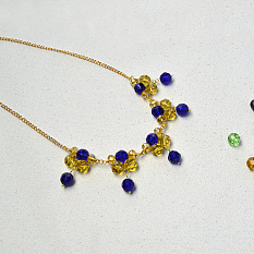 Wire Wrapped Glass Beads Chain Necklace