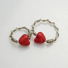 Wire Wrapped Heart Bead Ring