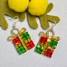 Christmas Cube Glass Beads Earrings