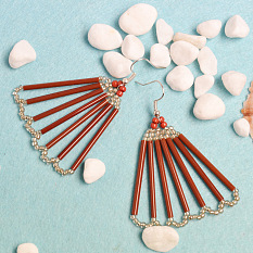 Fan Earrings with Seed and Bulge Beads