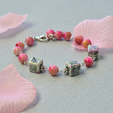 Mixed Color Bracelet with Cube Porcelain Beads