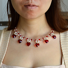 Red Heart Bead Pendant Necklace