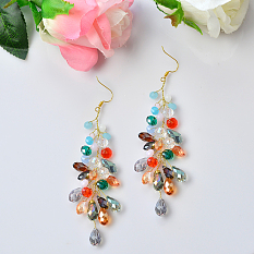 Electroplated Glass Beads Cluster Earrings