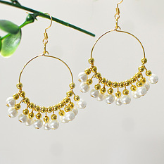 Elegant Gold Bead Hoop Earrings