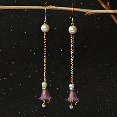 Boucles d'oreilles pendantes en perles acryliques et fleurs