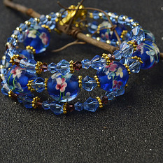 Three-strand Lampwork Beads Bracelet