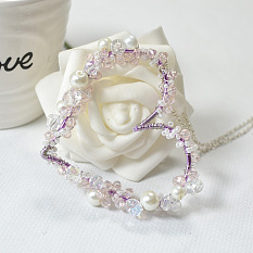 Purple Wire Wrapped Heart Pendant Necklace