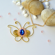 Wire Wrapped Butterfly Pendant Necklace