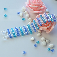 Crystal Glass Beads Stitch Bracelet with Imitation Pearl Acrylic Beads