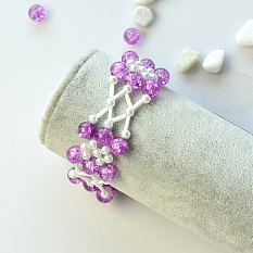 Purple Crackle Beads Stitch Wide Bracelet