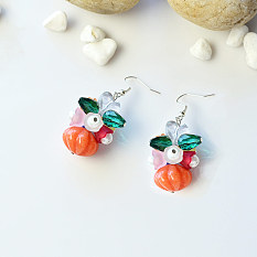 Pumpkin and Flower Cluster Earrings for Halloween