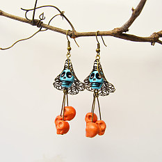 Halloween Skull Beads Dangle Earrings