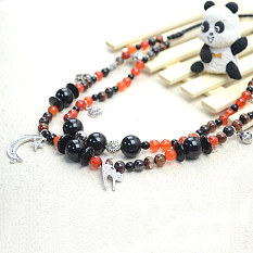 Agate Beads Necklace with Halloween Pendants