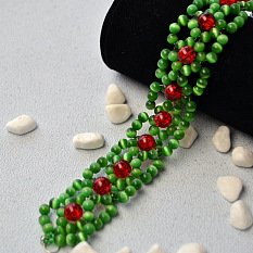 Bracelet de Noël en perles œil de chat vert