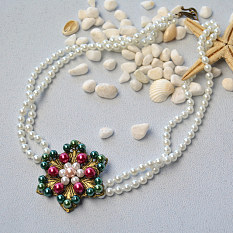 Christmas Snowflakes Glass Pearl Beads Necklaces