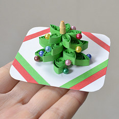 3D Christmas Tree Quilling Paper Greeting Card with Beads