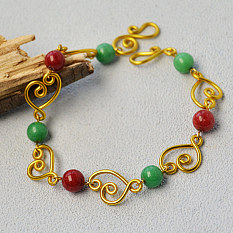 Wire Wrapped Bracelet with Jade Beads