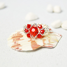 Red Crystal Beads Stitch Ring