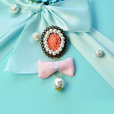 Vintage Style Cabochon Brooch with Ribbon Bowknot