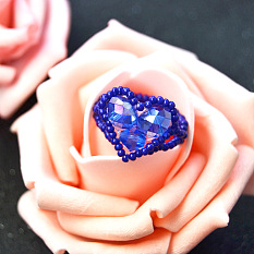 Blue Romantic Heart Stitch Ring