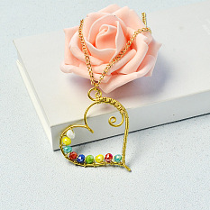 Heart-shaped Wire Wrapped Pendant Necklace