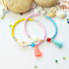 Seed Beads and Spiral Shell Beads Bracelets