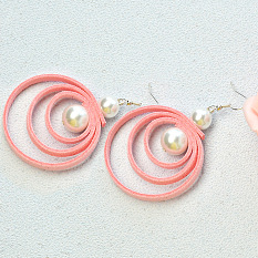 Pink Faux Suede Cord Multi-hoop Earrings