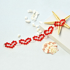 Romantic Heart Pattern Crystal Beads Bracelet