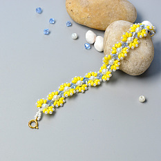 Double Hole Bracelet with Yellow Flower