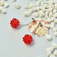Red Crystal Ball Earrings