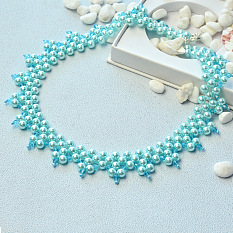 Collar fresco con cuentas de perlas de vidrio azul