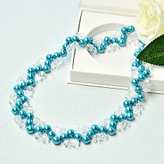 Collier de perles bleu cristal