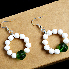White Round Beads Earrings