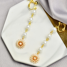 Pendientes de girasol con perlas