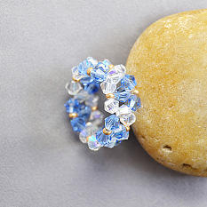 Light Blue Crystal Beaded Ring