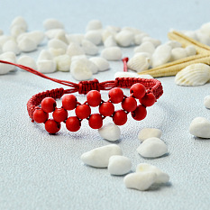 Red Wood Bead Bracelet