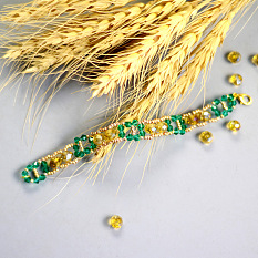Yellow and Green Electroplate Glass Bead Bracelet