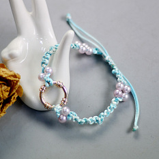 Bracelet tressé turquoise foncé avec perles