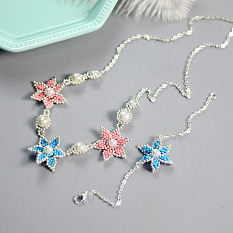 Beaded Flower Necklace and Bracelet Set