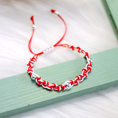 Bracelet noeud rouge et blanc