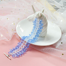 Bracelet large en perles de cristal bleu