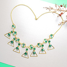 Geometry Golden Chain Crystal Necklace